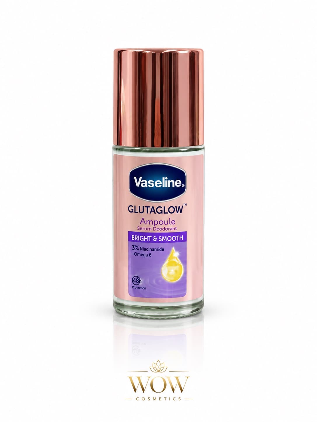 : مزيل عرق سيروم رول أون لتفتيح وتنعيم منطقة الإبط. Vaseline GlutaGlow Ampoule Serum Deodorant – Bright & Smooth