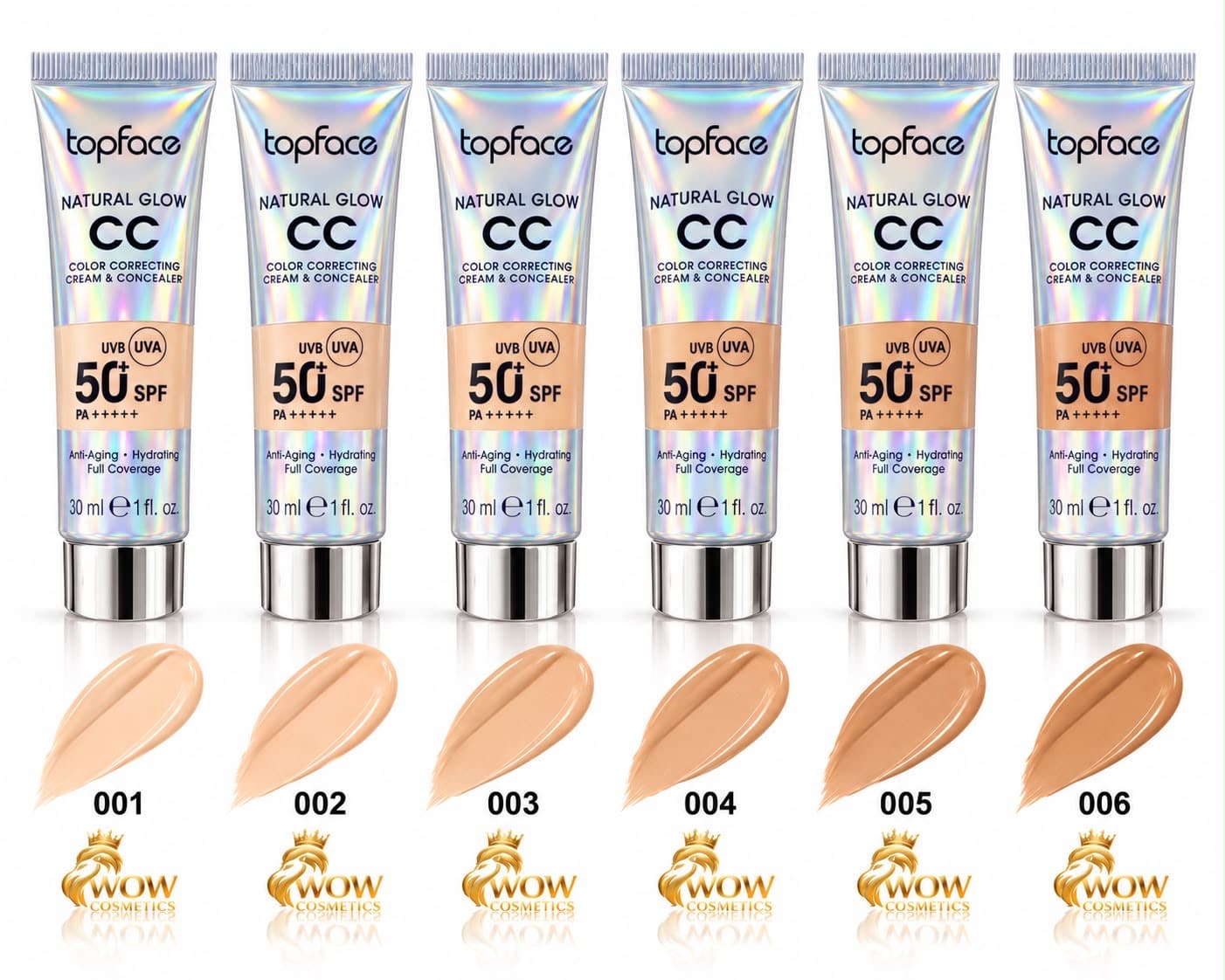 : Topface Natural Glow CC Cream SPF 50: كريم CC مصحّح للون + تغطية للوجه